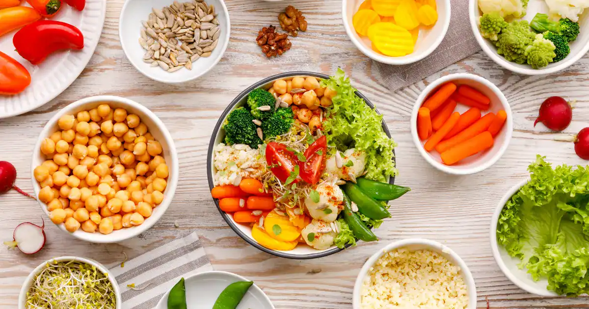 Phentermine meal plan featuring protein, fiber-rich vegetables, and healthy foods to support weight loss